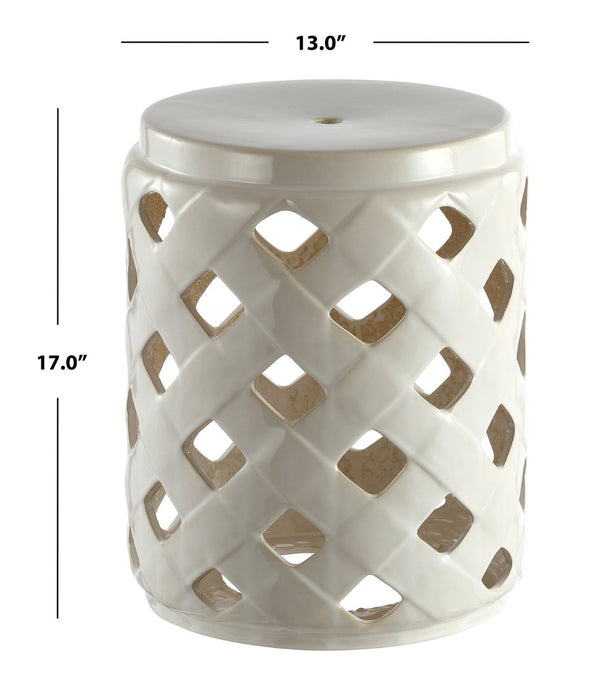 Safavieh BETLI Garden Stool - Elegant Ceramic Accent for Indoor & Outdoor Spaces, Versatile Side Table Creme ACS4574B