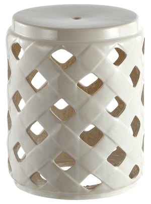 Safavieh BETLI Garden Stool - Elegant Ceramic Accent for Indoor & Outdoor Spaces, Versatile Side Table Creme ACS4574B