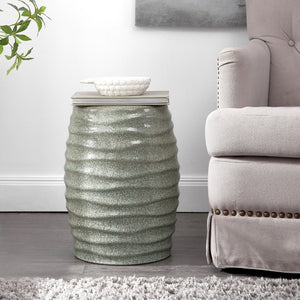 Safavieh KITA Ceramic Garden Stool - Versatile Outdoor Accent for Seating, Tables, and Decorative Use Blue ACS4575B