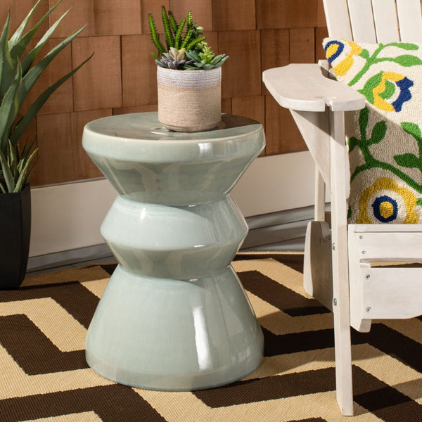 Safavieh LARSA Garden Stool - Elegant Ceramic Accent for Outdoor Seating, Side Table, or Decorative Stand Blue ACS4576A