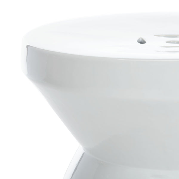 Safavieh LARSA Garden Stool - Elegant Ceramic Accent for Outdoor Seating, Side Table, or Decorative Stand White ACS4576B