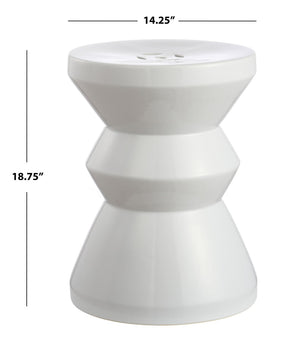 Safavieh LARSA Garden Stool - Elegant Ceramic Accent for Outdoor Seating, Side Table, or Decorative Stand White ACS4576B