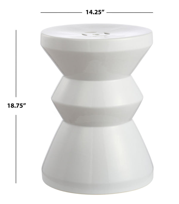 Safavieh LARSA Garden Stool - Elegant Ceramic Accent for Outdoor Seating, Side Table, or Decorative Stand White ACS4576B