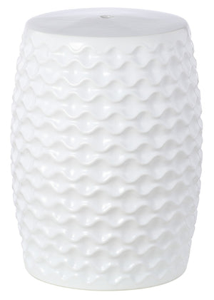 Safavieh RANDON Elegant White Ceramic Garden Stool - Versatile Accent for Indoor & Outdoor Spaces, 13" W x 18" H ACS4579A
