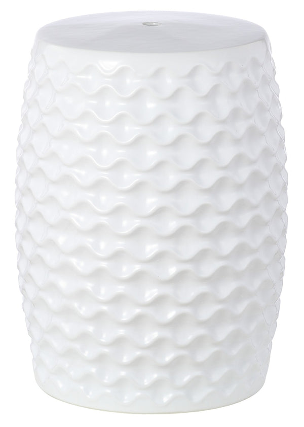 Safavieh RANDON Elegant White Ceramic Garden Stool - Versatile Accent for Indoor & Outdoor Spaces, 13" W x 18" H ACS4579A