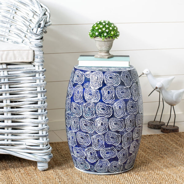 Safavieh LOREY Ceramic Garden Stool in Striking Blue & White - Versatile Accent for Indoor or Outdoor Use ACS4580A