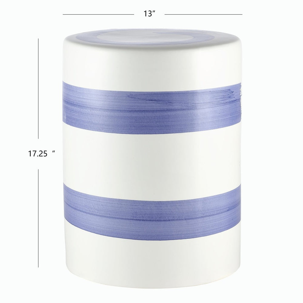 Safavieh HAEL Ceramic Garden Stool - Elegant Blue & White Accent, Multi-functional Side Table for Indoor/Outdoor Use ACS4584A