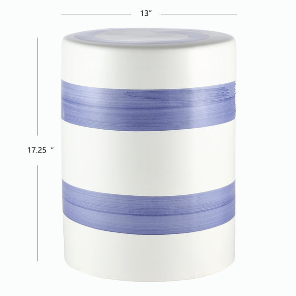 Safavieh HAEL Ceramic Garden Stool - Elegant Blue & White Accent, Multi-functional Side Table for Indoor/Outdoor Use ACS4584A