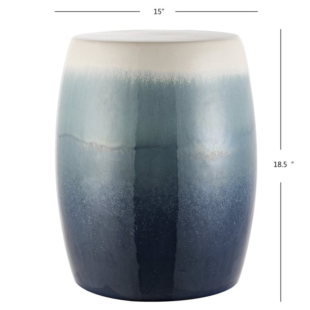 Safavieh NOREL, 18.5-Inch Blue and White Ceramic Garden Stool - Elegant Multi-Use Accent for Indoors & Outdoors ACS4585A