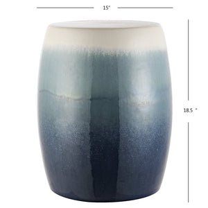 Safavieh NOREL, 18.5-Inch Blue and White Ceramic Garden Stool - Elegant Multi-Use Accent for Indoors & Outdoors ACS4585A