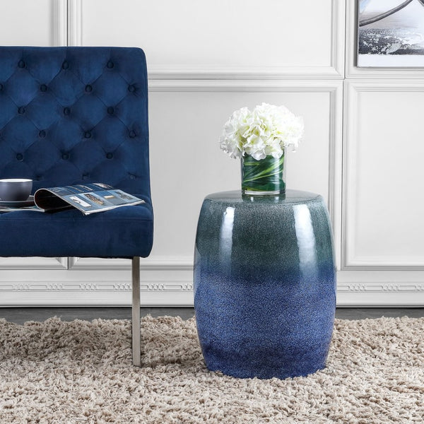 Safavieh CACIA, Elegant 18.5-Inch Blue Ceramic Garden Stool - Versatile Accent for Indoor & Outdoor Spaces ACS4586A