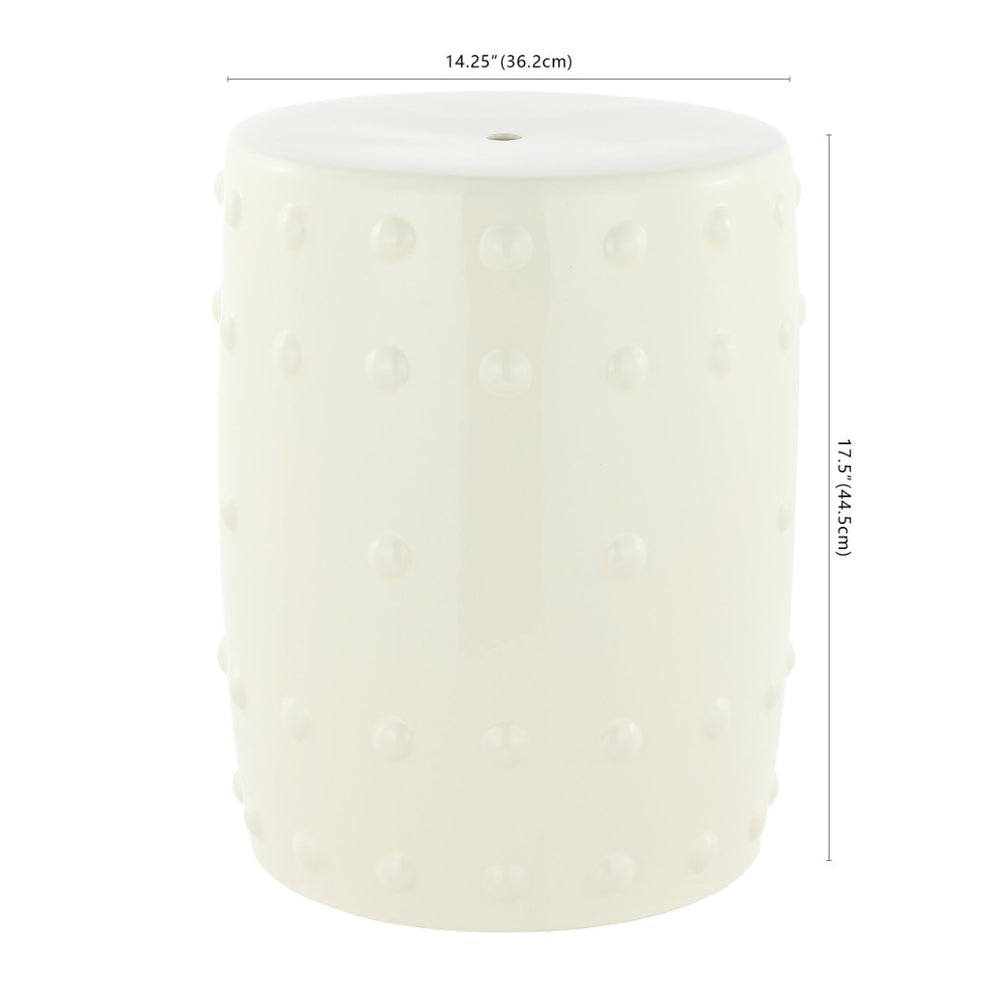 Safavieh PASHET, 17.75-Inch Cream Ceramic Garden Stool - Versatile Accent Piece for Indoor & Outdoor Use ACS4590A