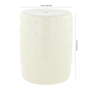Safavieh PASHET, 17.75-Inch Cream Ceramic Garden Stool - Versatile Accent Piece for Indoor & Outdoor Use ACS4590A