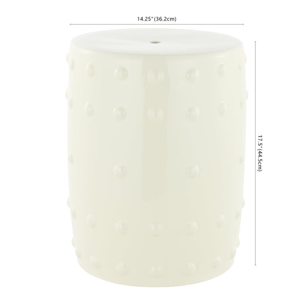 Safavieh PASHET, 17.75-Inch Cream Ceramic Garden Stool - Versatile Accent Piece for Indoor & Outdoor Use ACS4590A