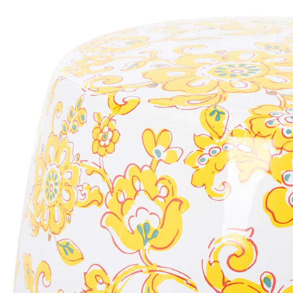 Safavieh RAINER, 17.97-Inch Vibrant Yellow Ceramic Garden Stool - Versatile Seating & Stylish Accent Piece ACS4591A