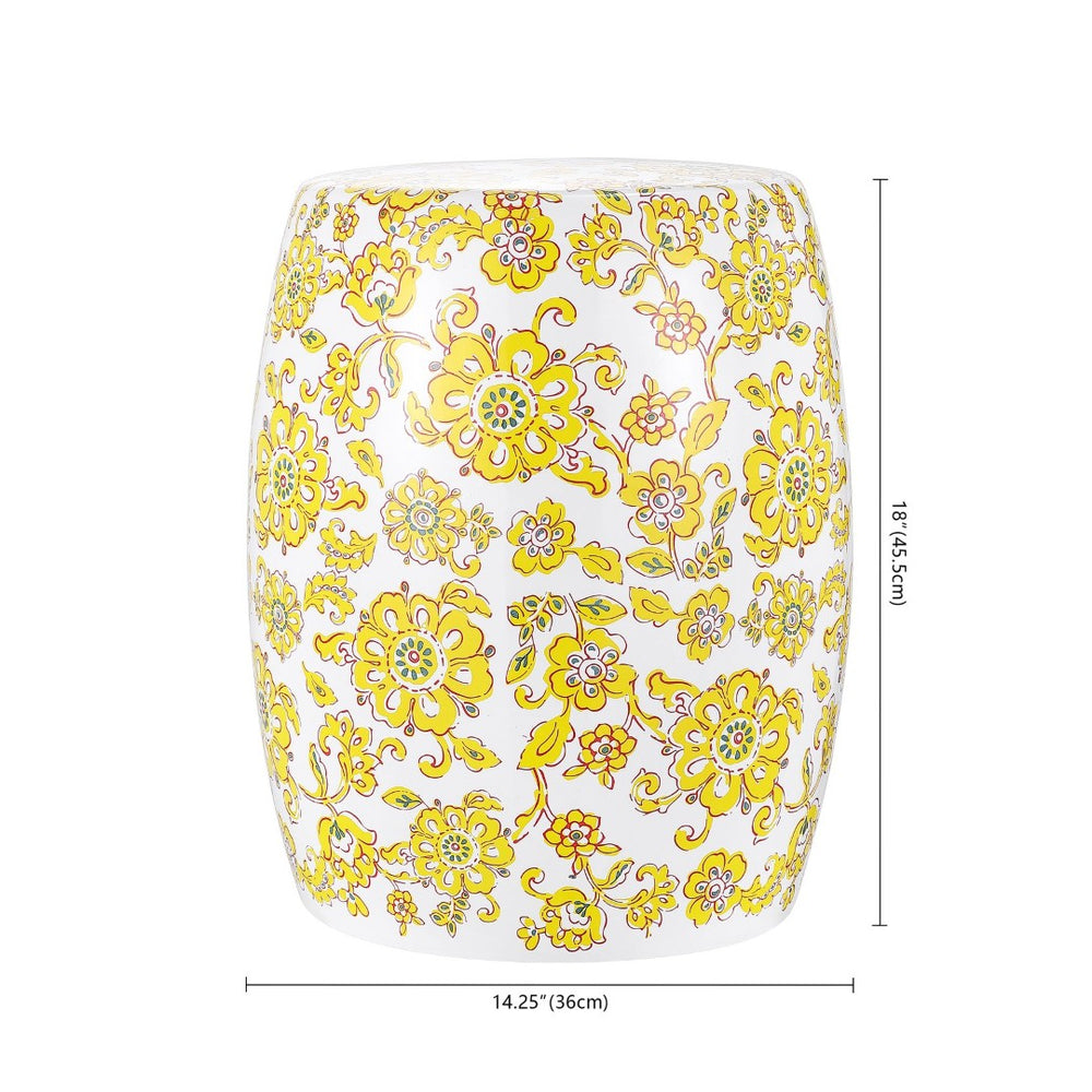 Safavieh RAINER, 17.97-Inch Vibrant Yellow Ceramic Garden Stool - Versatile Seating & Stylish Accent Piece ACS4591A