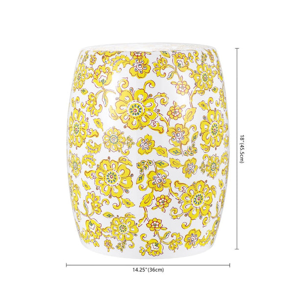 Safavieh RAINER, 17.97-Inch Vibrant Yellow Ceramic Garden Stool - Versatile Seating & Stylish Accent Piece ACS4591A