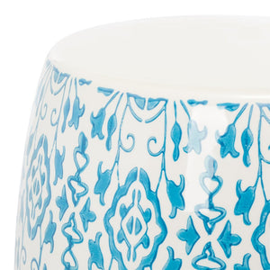 Safavieh SEBRYNA, Elegant 17.91-Inch Blue/White Ceramic Garden Stool - Versatile Accent for Home & Patio ACS4592B