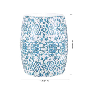 Safavieh SEBRYNA, Elegant 17.91-Inch Blue/White Ceramic Garden Stool - Versatile Accent for Home & Patio ACS4592B