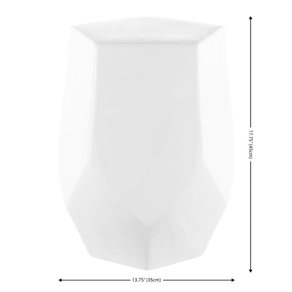 Safavieh CLEONIA, Versatile 17.75-Inch Ceramic Garden Stool for Indoor and Outdoor Stylish Living Spaces White ACS4596A