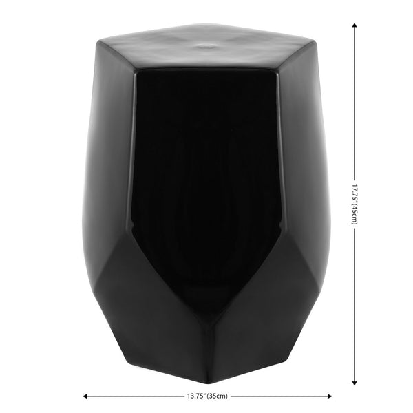 Safavieh CLEONIA, Versatile 17.75-Inch Ceramic Garden Stool for Indoor and Outdoor Stylish Living Spaces Black ACS4596B
