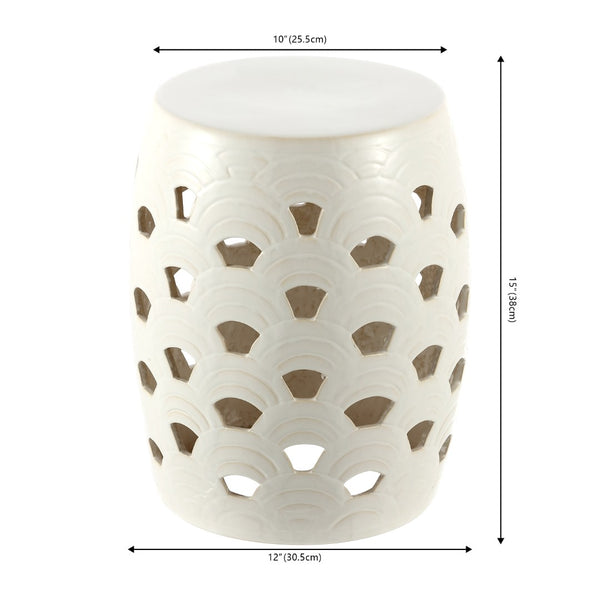 Safavieh AMAISSA, Elegant 15-Inch Ceramic Garden Stool for Versatile Indoor and Outdoor Decor Enhancement Cream ACS4597A