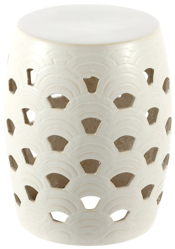 Safavieh AMAISSA, Elegant 15-Inch Ceramic Garden Stool for Versatile Indoor and Outdoor Decor Enhancement Cream ACS4597A