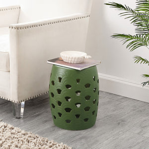 Safavieh Amaissa, 15 Inch, Moss Green, Ceramic Garden Stool Moss Green ACS4597B