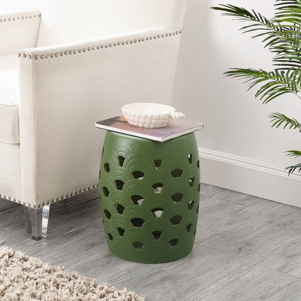 Safavieh Amaissa, 15 Inch, Moss Green, Ceramic Garden Stool Moss Green ACS4597B