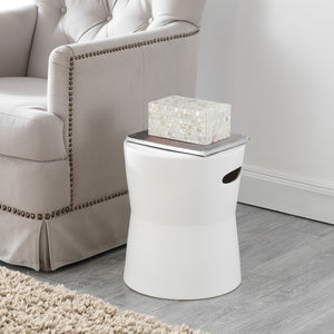 Safavieh Dijera, 16 Inch, Matte White, Ceramic Garden Stool White 13 x 13 x 16