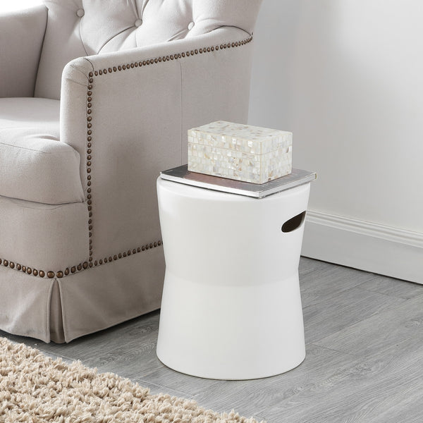 Safavieh Dijera, 16 Inch, Matte White, Ceramic Garden Stool White 13 x 13 x 16