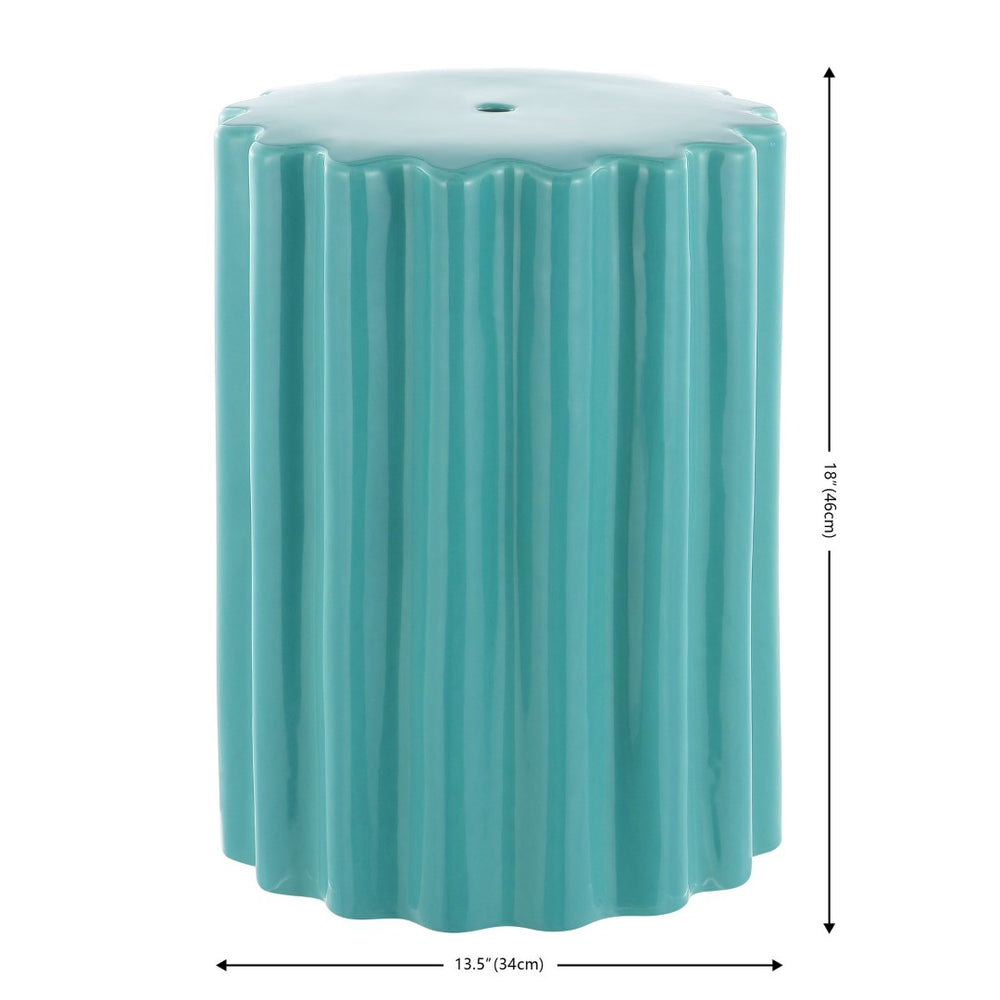 Safavieh TULETT, 18-Inch Ceramic Garden Stool for Outdoor Style, Versatile Seating & Decorative Accent Piece Robins Egg Blue ACS4600B