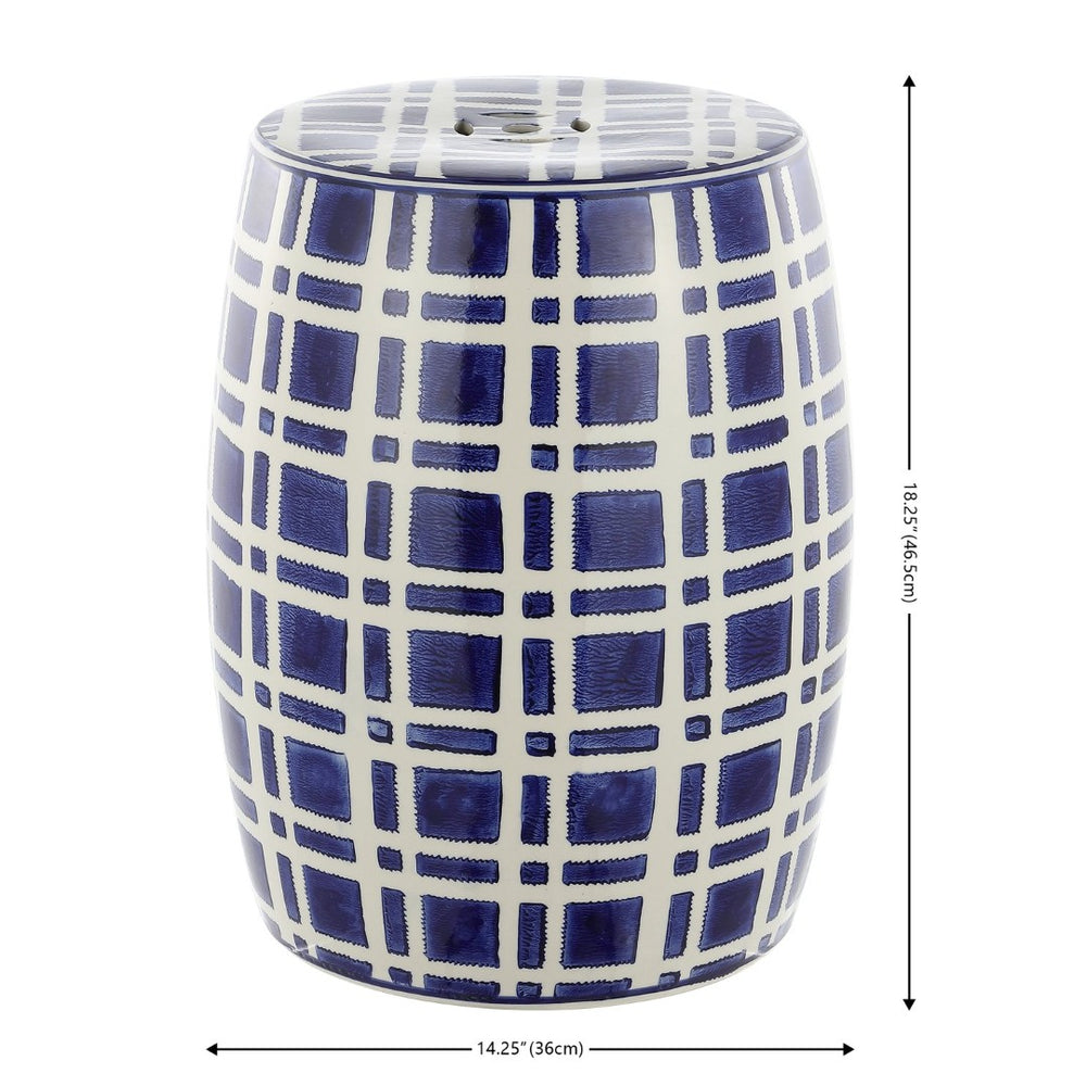 Safavieh EYTAN, 18.25" Navy & White Ceramic Garden Stool - Stylish Accent for Indoor & Outdoor Decor ACS4602A