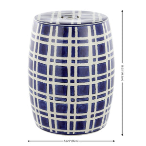 Safavieh EYTAN, 18.25" Navy & White Ceramic Garden Stool - Stylish Accent for Indoor & Outdoor Decor ACS4602A