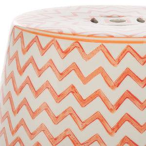Safavieh SALANA, Vibrant Ceramic Garden Stool for Indoor & Outdoor Use - Stylish Accent for Any Decor Orange / White ACS4604A