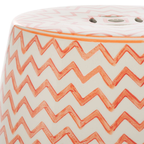 Safavieh SALANA, Vibrant Ceramic Garden Stool for Indoor & Outdoor Use - Stylish Accent for Any Decor Orange / White ACS4604A