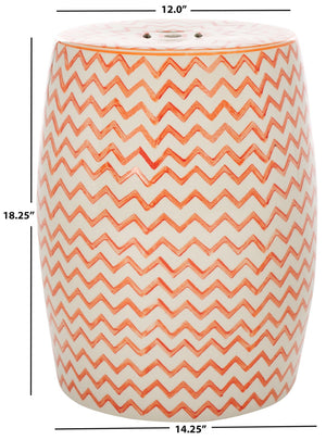 Safavieh SALANA, Vibrant Ceramic Garden Stool for Indoor & Outdoor Use - Stylish Accent for Any Decor Orange / White ACS4604A