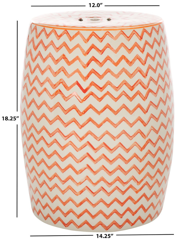 Safavieh SALANA, Vibrant Ceramic Garden Stool for Indoor & Outdoor Use - Stylish Accent for Any Decor Orange / White ACS4604A