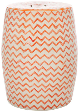 Safavieh SALANA, Vibrant Ceramic Garden Stool for Indoor & Outdoor Use - Stylish Accent for Any Decor Orange / White ACS4604A