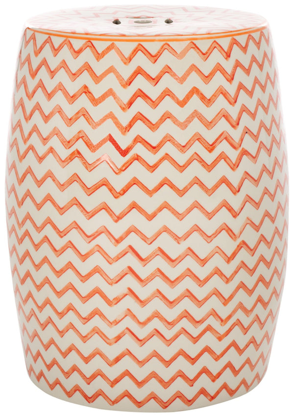 Safavieh SALANA, Vibrant Ceramic Garden Stool for Indoor & Outdoor Use - Stylish Accent for Any Decor Orange / White ACS4604A