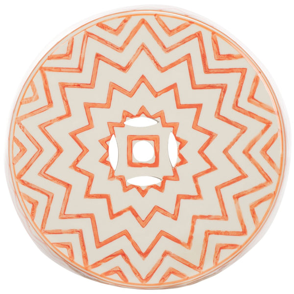 Safavieh SALANA, Vibrant Ceramic Garden Stool for Indoor & Outdoor Use - Stylish Accent for Any Decor Orange / White ACS4604A