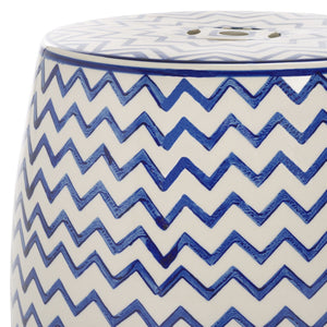Safavieh SALANA, Vibrant Ceramic Garden Stool for Indoor & Outdoor Use - Stylish Accent for Any Decor White / Navy ACS4604B