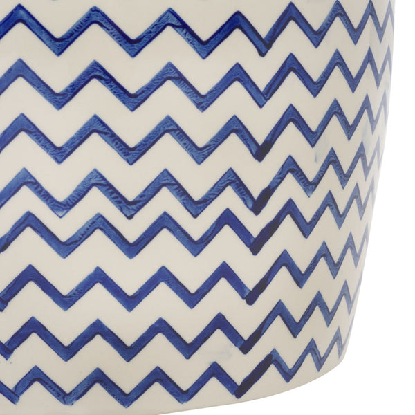 Safavieh SALANA, Vibrant Ceramic Garden Stool for Indoor & Outdoor Use - Stylish Accent for Any Decor White / Navy ACS4604B