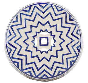 Safavieh SALANA, Vibrant Ceramic Garden Stool for Indoor & Outdoor Use - Stylish Accent for Any Decor White / Navy ACS4604B