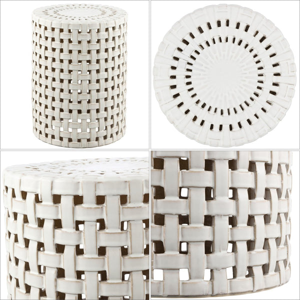 Safavieh SAYRE, Elegant 17.5-Inch Ceramic Garden Stool for Versatile Seating and Stylish Decor Accent Cream ACS4606A
