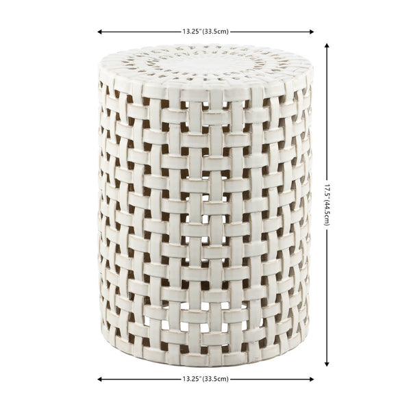 Safavieh SAYRE, Elegant 17.5-Inch Ceramic Garden Stool for Versatile Seating and Stylish Decor Accent Cream ACS4606A