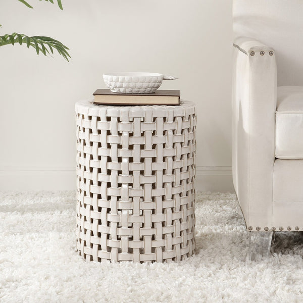 Safavieh SAYRE, Elegant 17.5-Inch Ceramic Garden Stool for Versatile Seating and Stylish Decor Accent Cream ACS4606A
