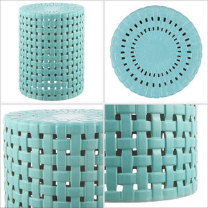Safavieh SAYRE, Elegant 17.5-Inch Ceramic Garden Stool for Versatile Seating and Stylish Decor Accent Robins Egg Blue ACS4606B