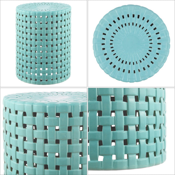 Safavieh SAYRE, Elegant 17.5-Inch Ceramic Garden Stool for Versatile Seating and Stylish Decor Accent Robins Egg Blue ACS4606B