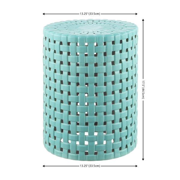 Safavieh SAYRE, Elegant 17.5-Inch Ceramic Garden Stool for Versatile Seating and Stylish Decor Accent Robins Egg Blue ACS4606B